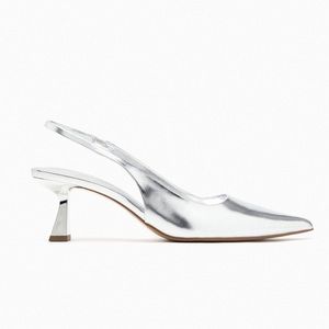 NWT Zara Metallic Slingback Heels
